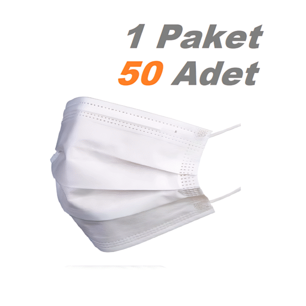 Maske Lastikli 3 Katlı Filtreli Beyaz (50'Lik) - Görsel 2