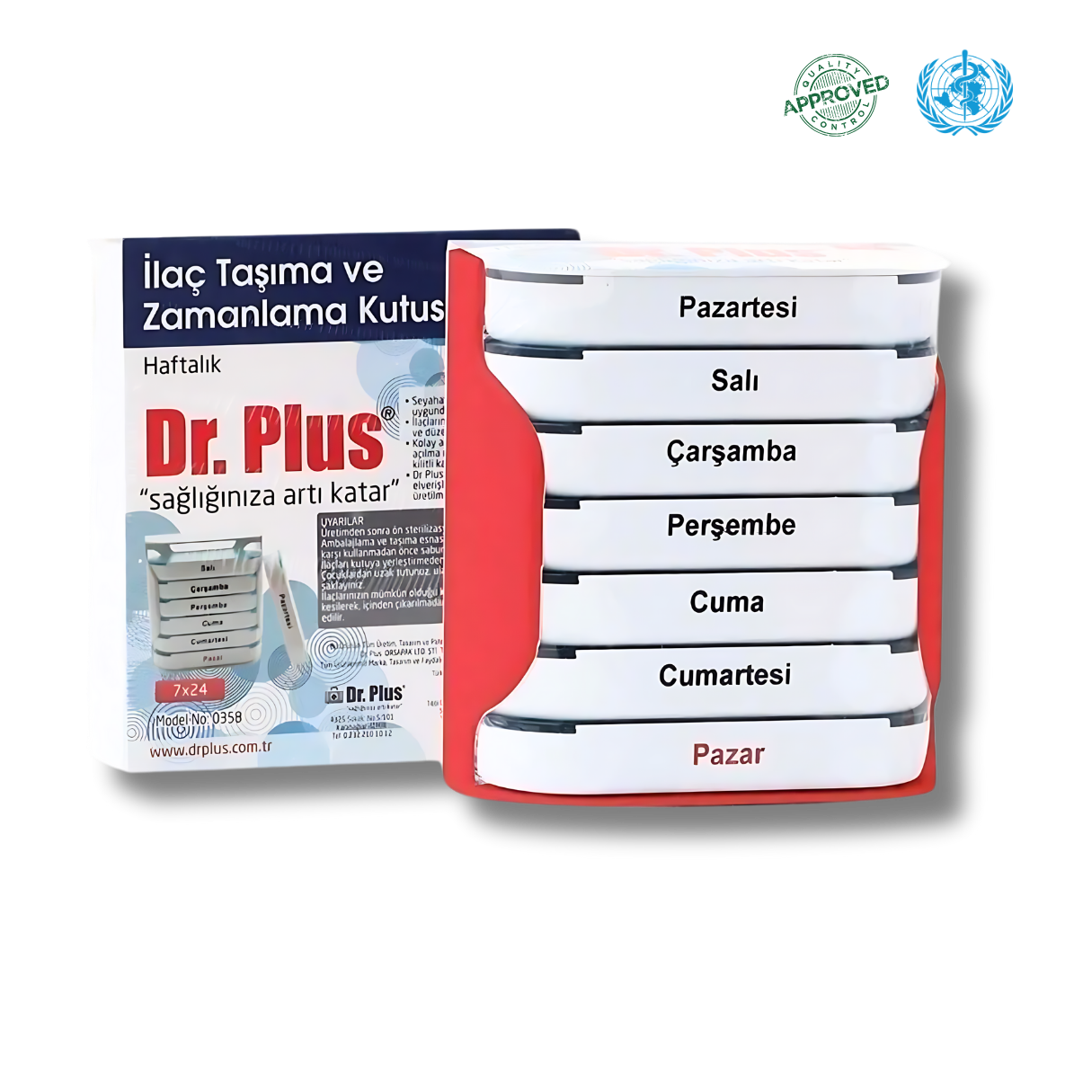 Dr. Plus®-Çekmeceli 7/24 Haftalık İlaç Saklama ve Zamanlama Kutusu