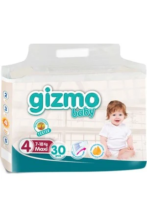 Gizmo Çocuk Bezi Bağlamalı No:4 30 Adet