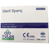 Tules Steril Non Wowen Gaz Kompres 4 Katlı 7,5CmX7,5Cm 20X5 Adet(Y)